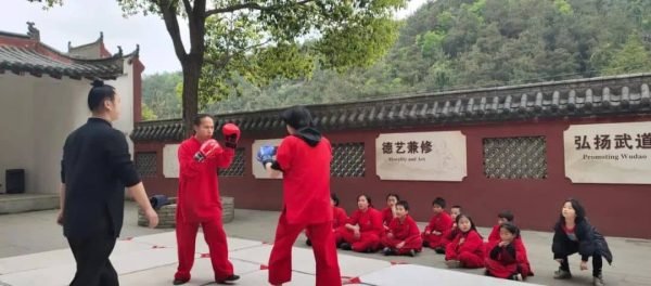 image shows students practicing taoist boxing